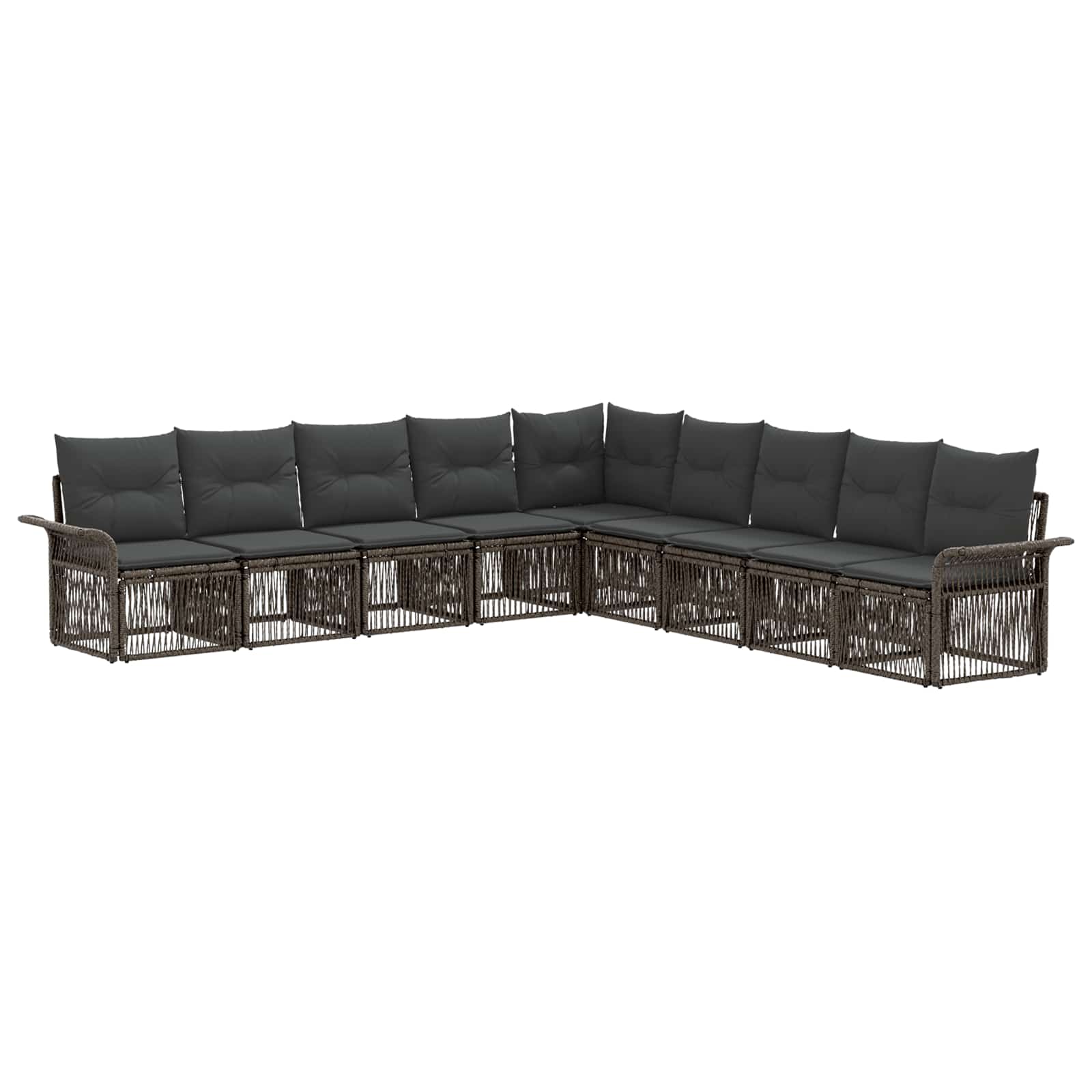 vidaXL Tuinbankenset 10 pcs Zwart poly rattan