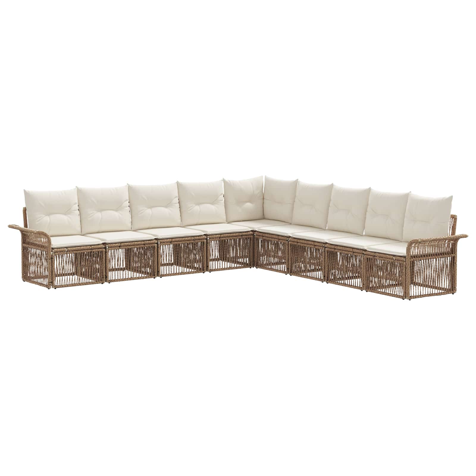 vidaXL Tuinbankenset 10 pcs Zwart poly rattan