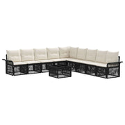 vidaXL Tuinbankenset 10 pcs Zwart poly rattan