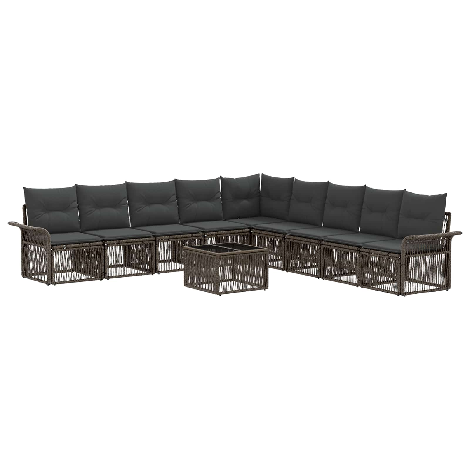 vidaXL Tuinbankenset 10 pcs Zwart poly rattan