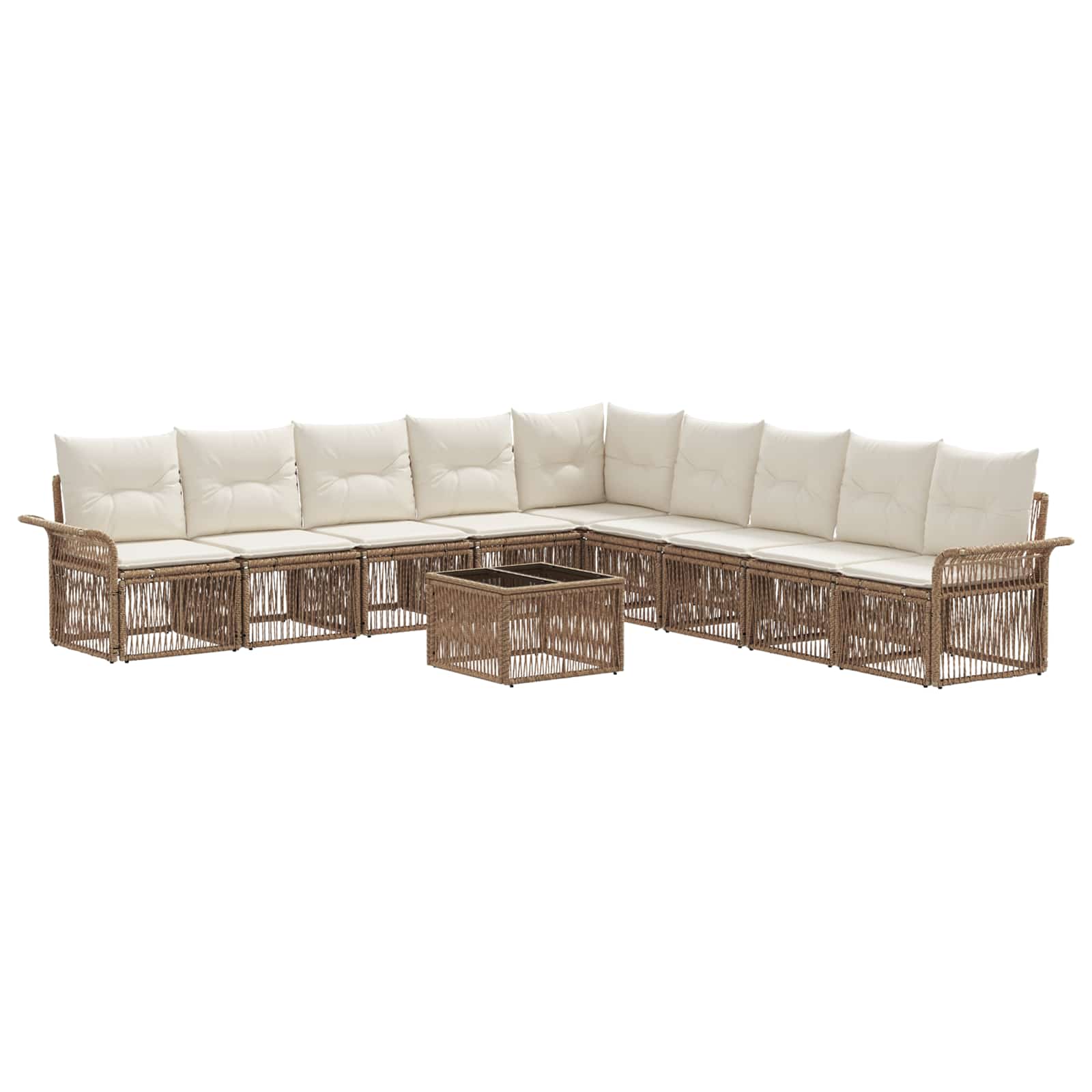 vidaXL Tuinbankenset 10 pcs Zwart poly rattan