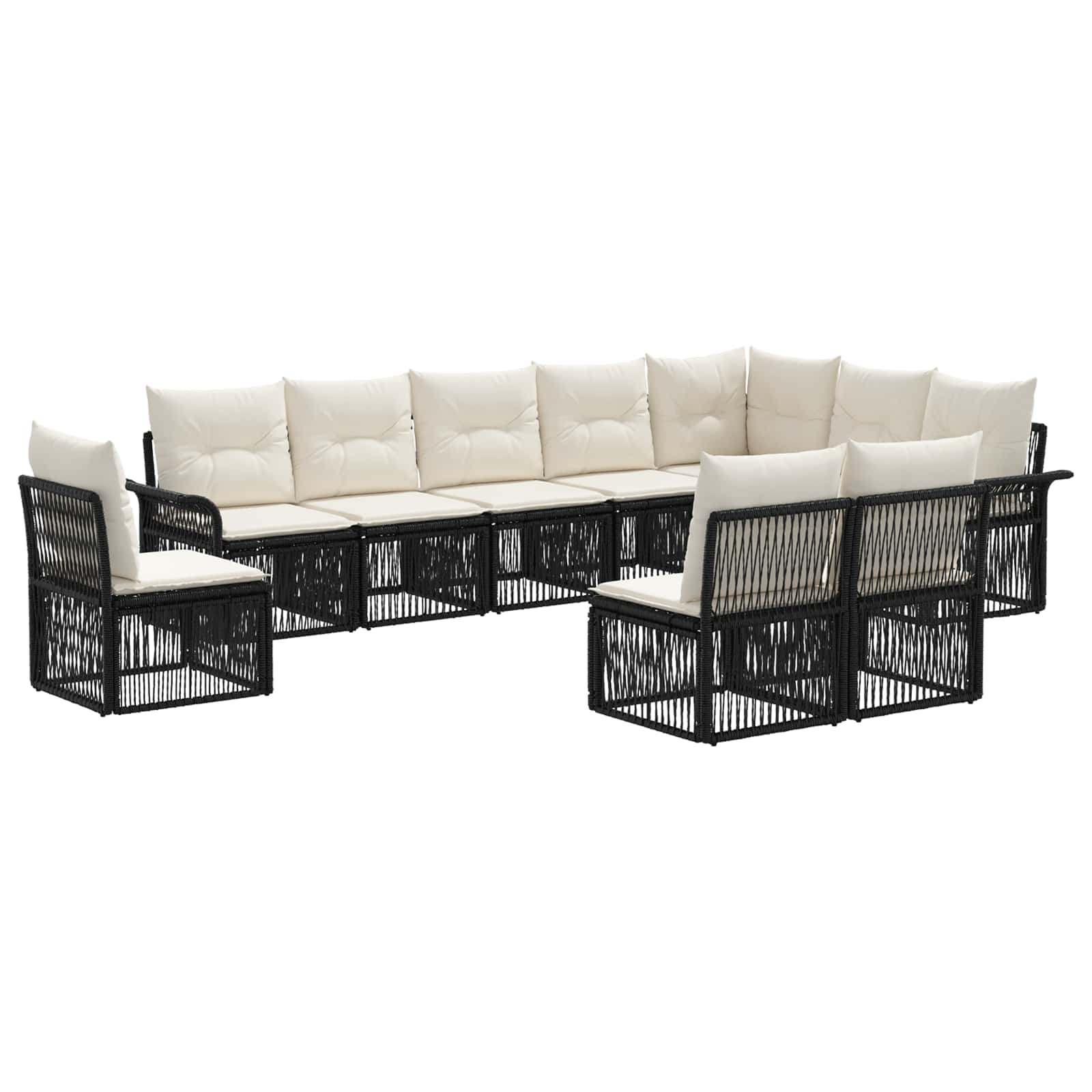 vidaXL Tuinbankenset 11 pcs Zwart poly rattan