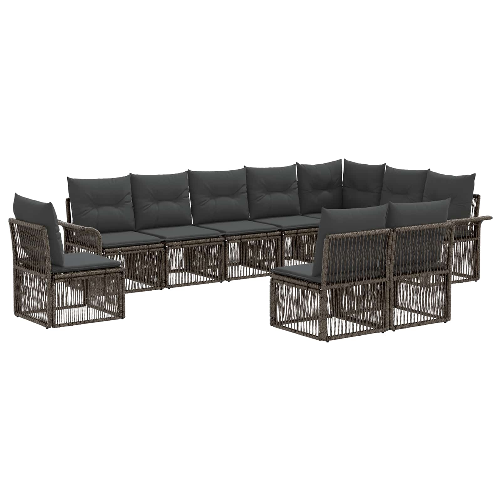 vidaXL Tuinbankenset 11 pcs Zwart poly rattan
