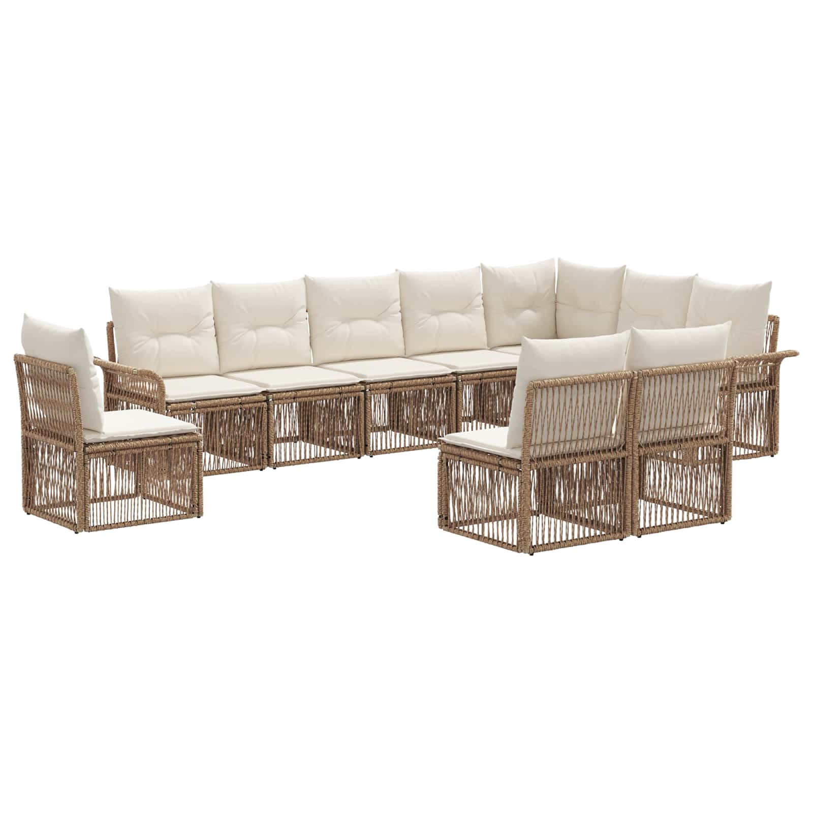 vidaXL Tuinbankenset 11 pcs Zwart poly rattan
