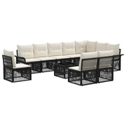 vidaXL Tuinbankenset 11 pcs Zwart poly rattan