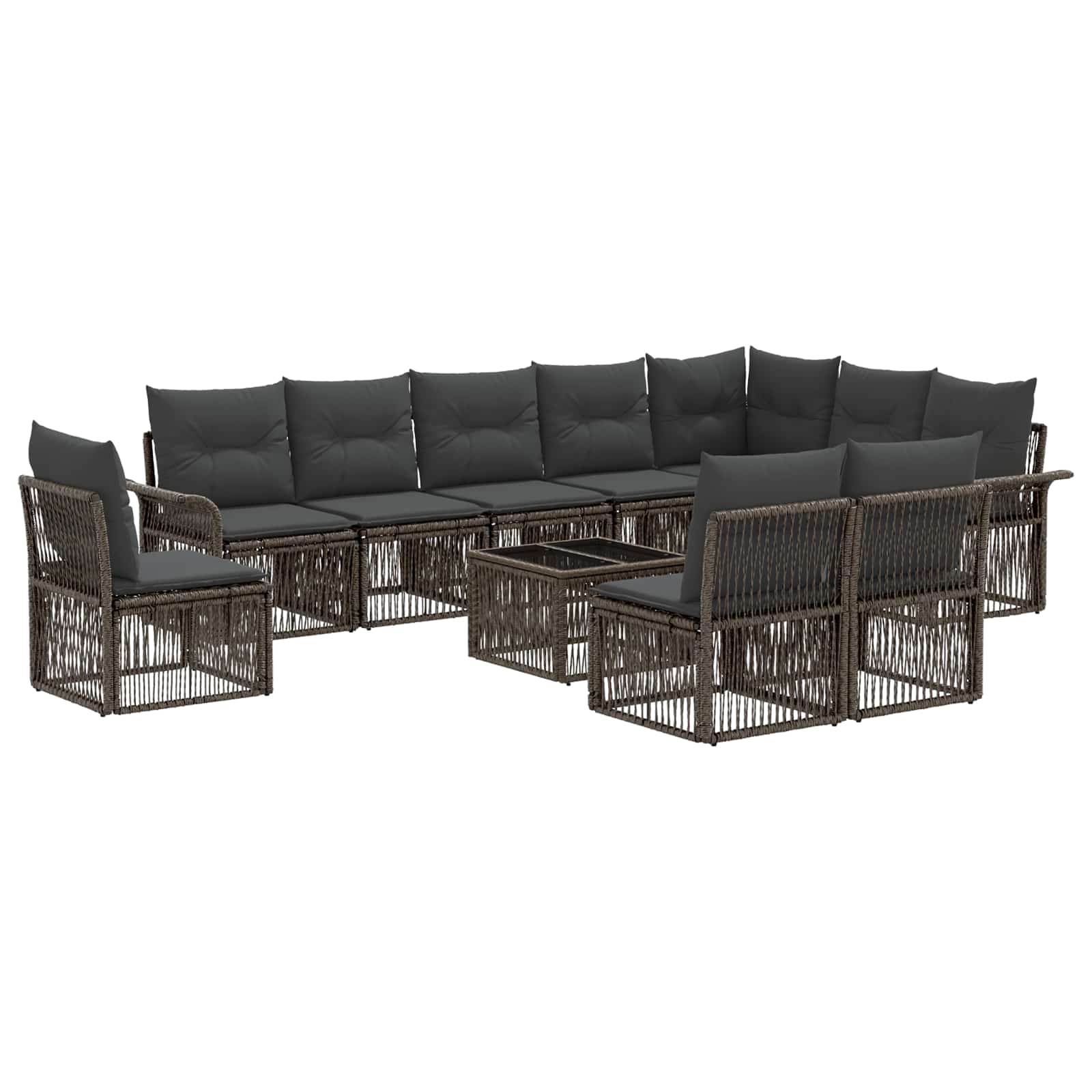 vidaXL Tuinbankenset 11 pcs Zwart poly rattan