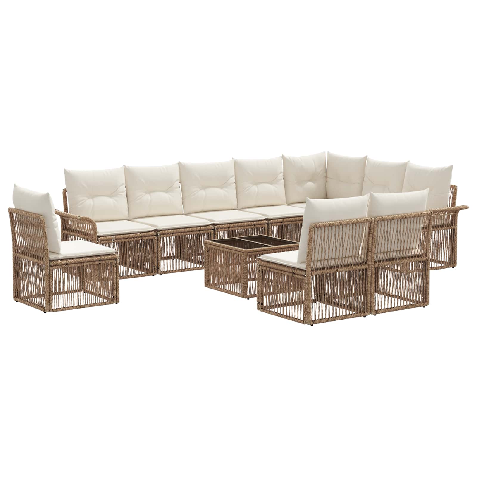 vidaXL Tuinbankenset 11 pcs Zwart poly rattan