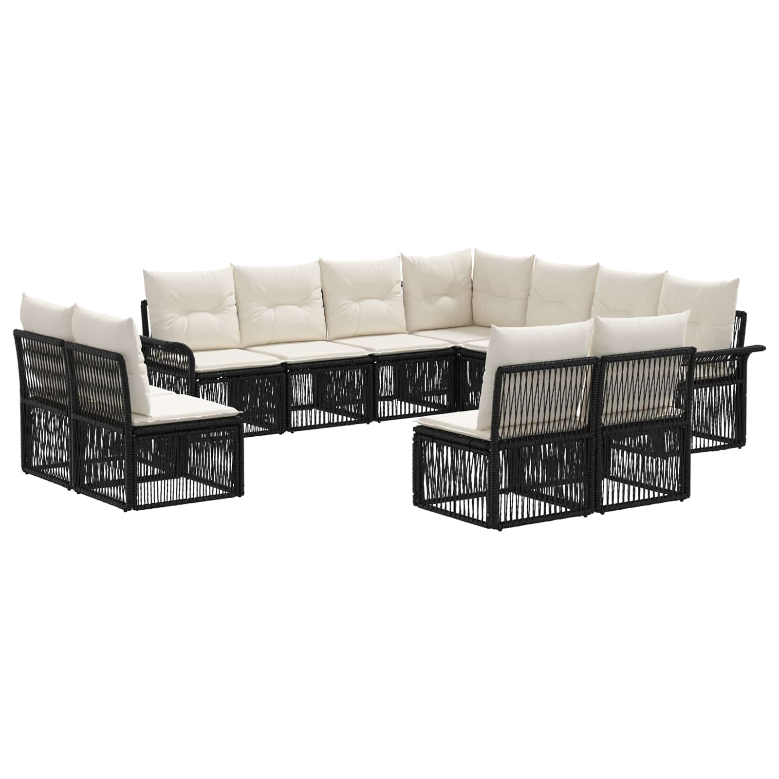 vidaXL Tuinbankenset 12 pcs Zwart poly rattan