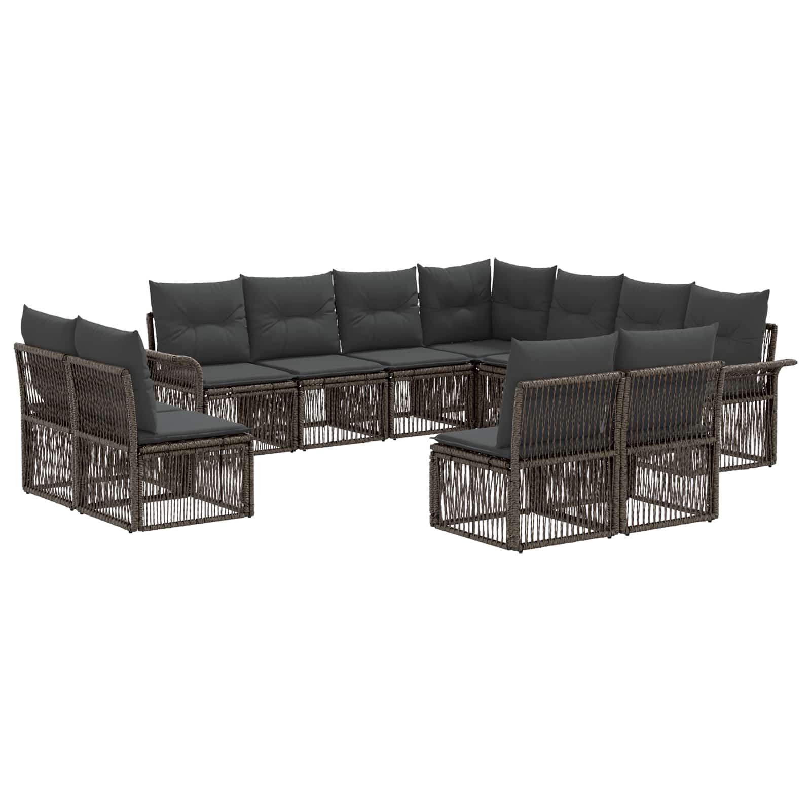 vidaXL Tuinbankenset 12 pcs Zwart poly rattan
