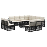 vidaXL Tuinbankenset 12 pcs Zwart poly rattan