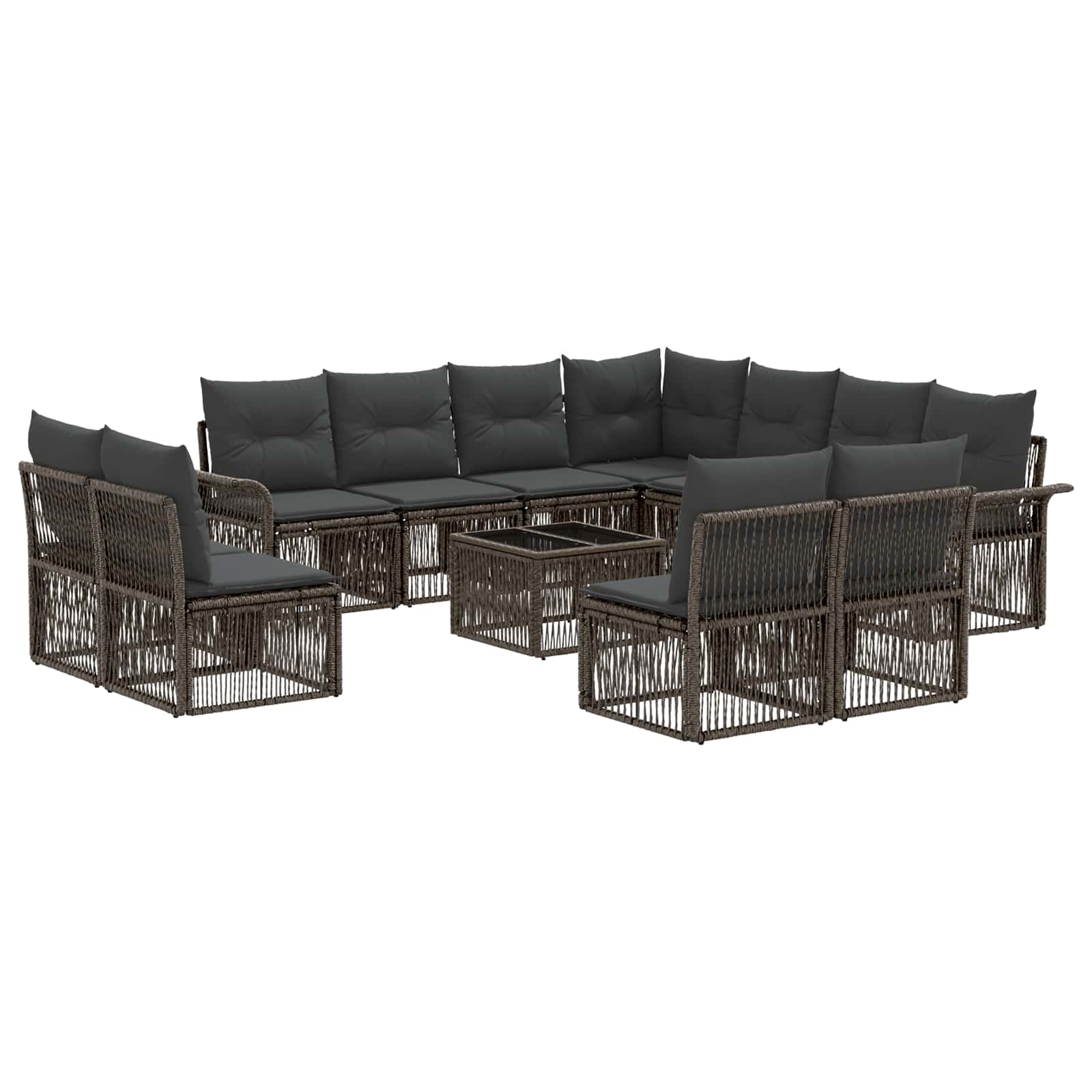 vidaXL Tuinbankenset 12 pcs Zwart poly rattan