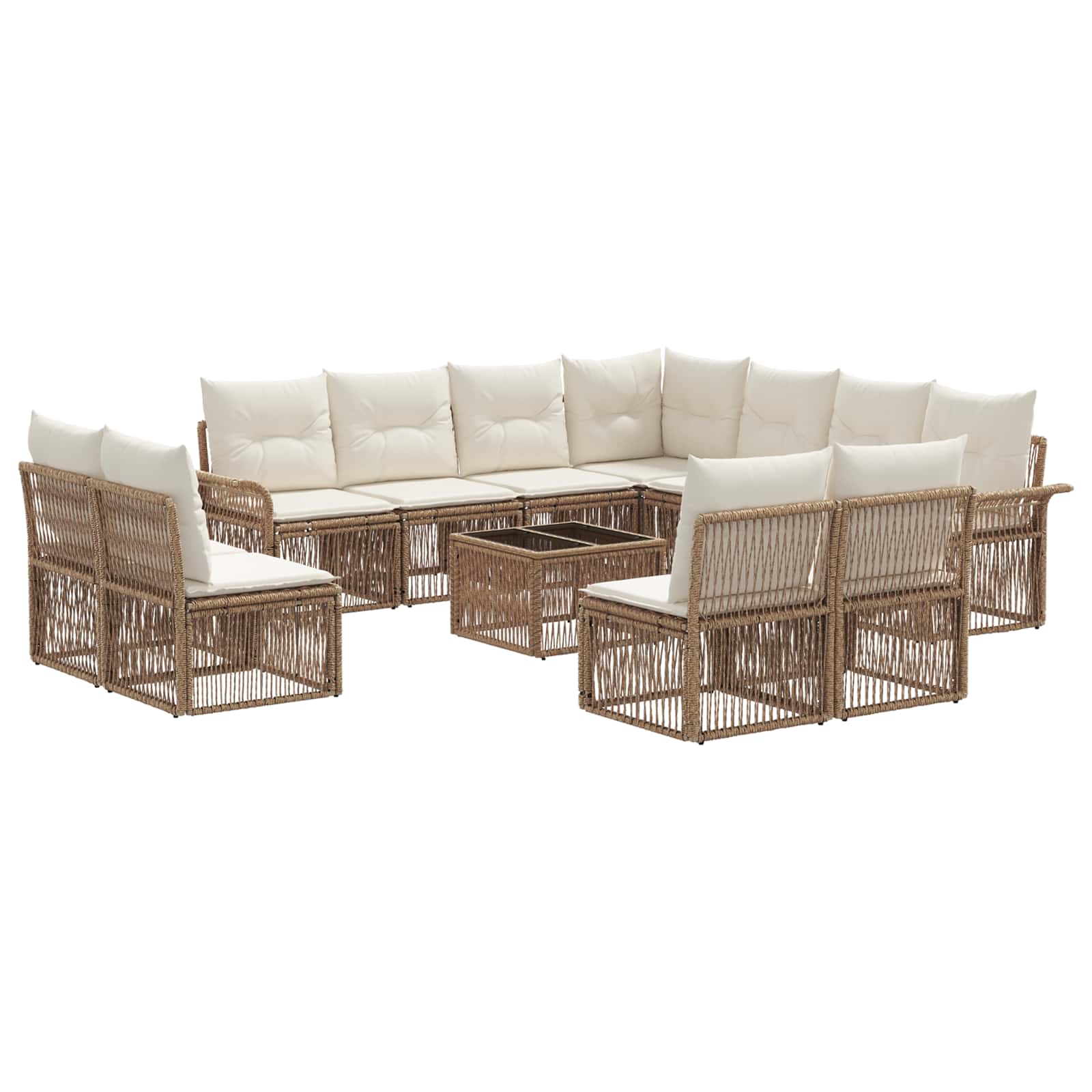 vidaXL Tuinbankenset 12 pcs Zwart poly rattan