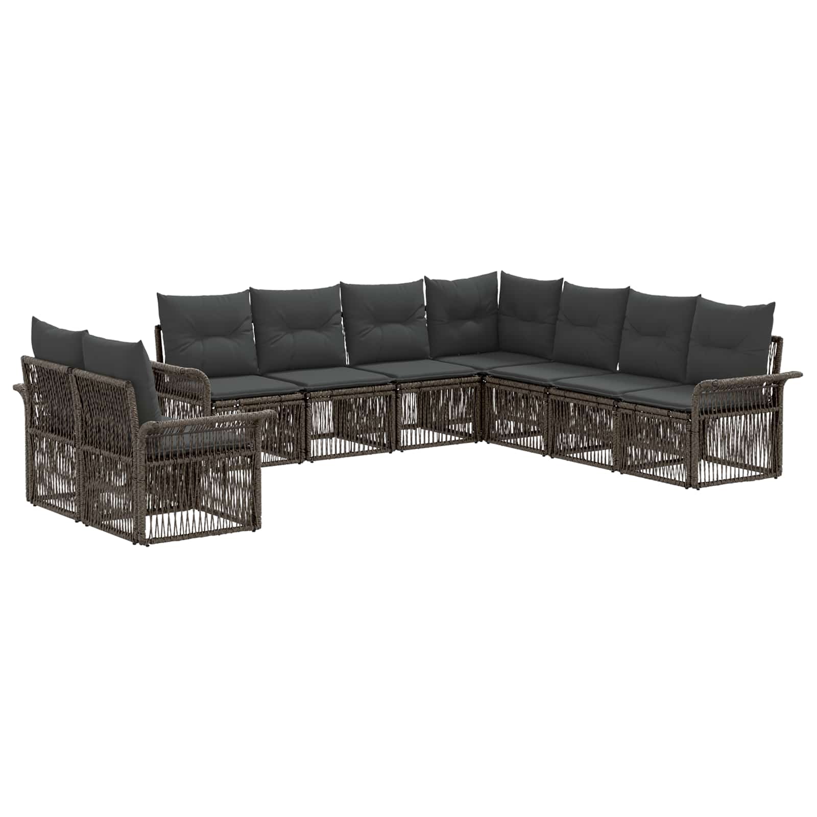 vidaXL Tuinbankenset 10 pcs Zwart poly rattan