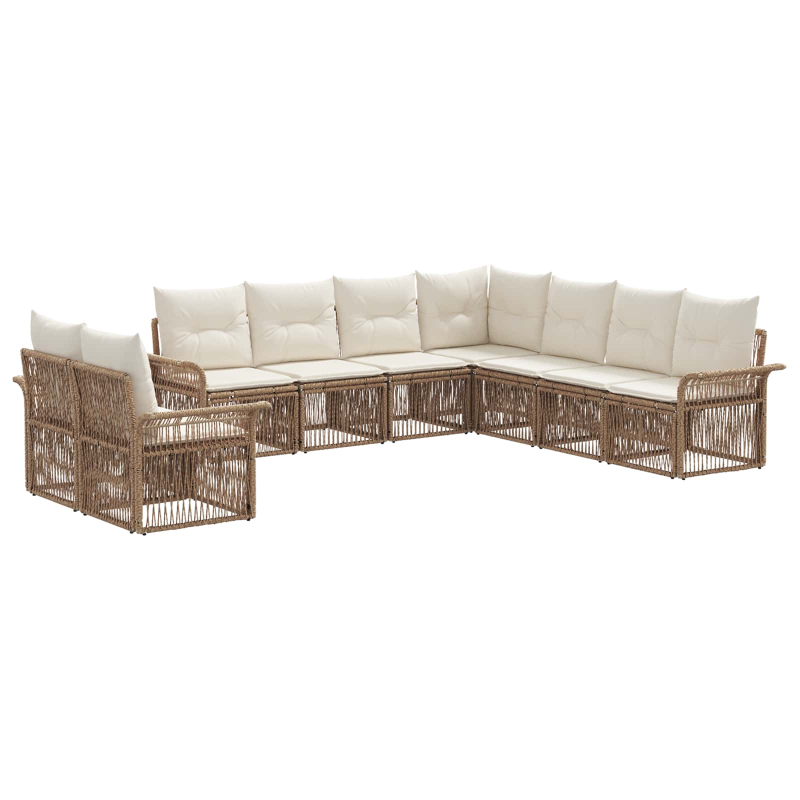 vidaXL Tuinbankenset 10 pcs Zwart poly rattan