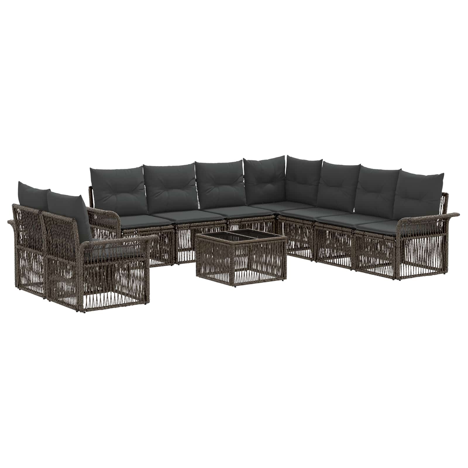 vidaXL Tuinbankenset 10 pcs Zwart poly rattan