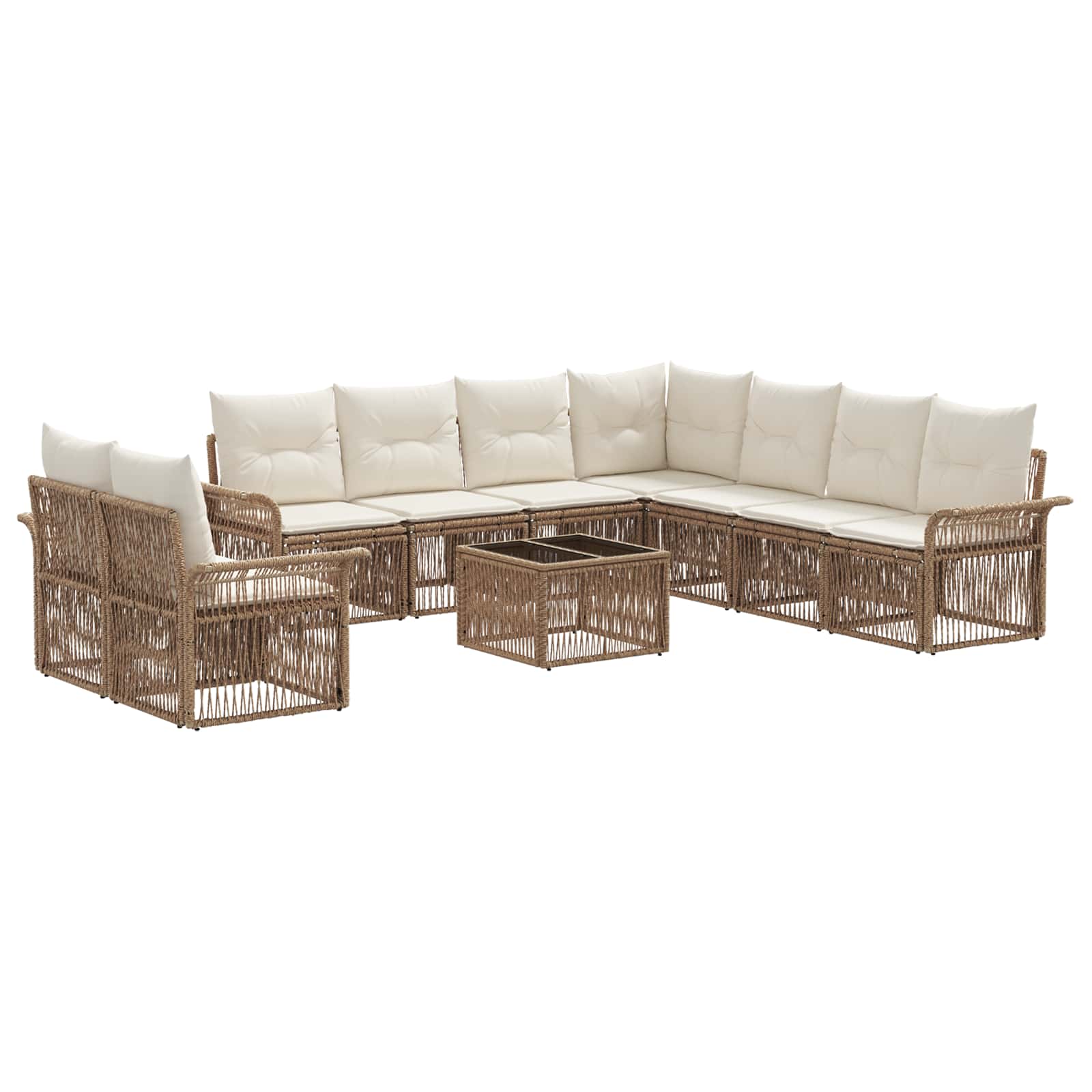 vidaXL Tuinbankenset 10 pcs Zwart poly rattan