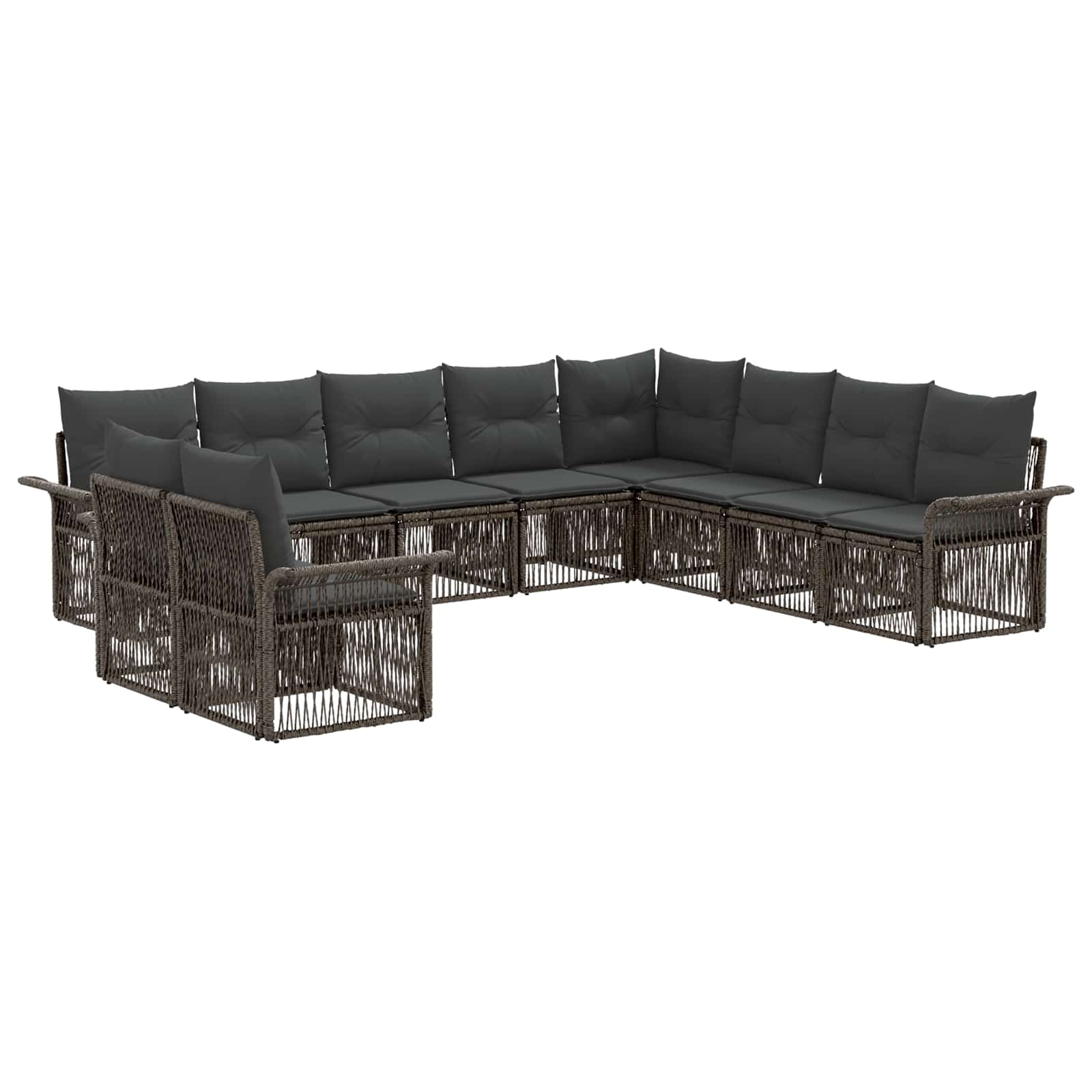vidaXL Tuinbankenset 11 pcs Zwart poly rattan