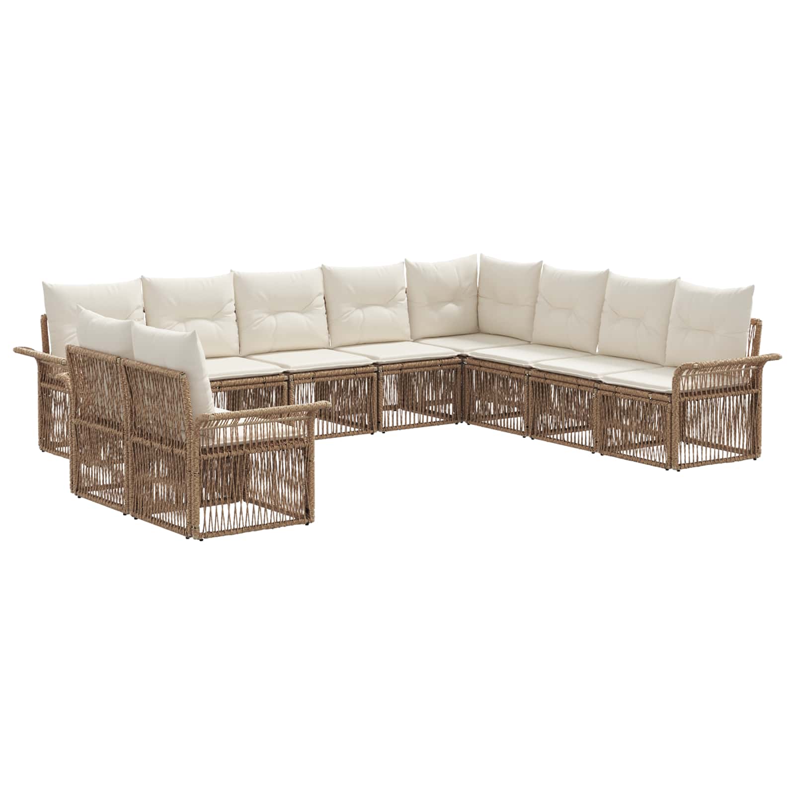 vidaXL Tuinbankenset 11 pcs Zwart poly rattan