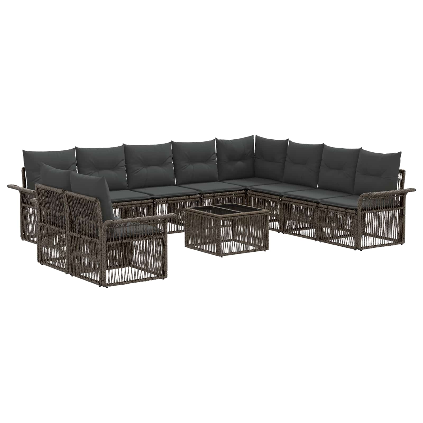 vidaXL Tuinbankenset 11 pcs Zwart poly rattan