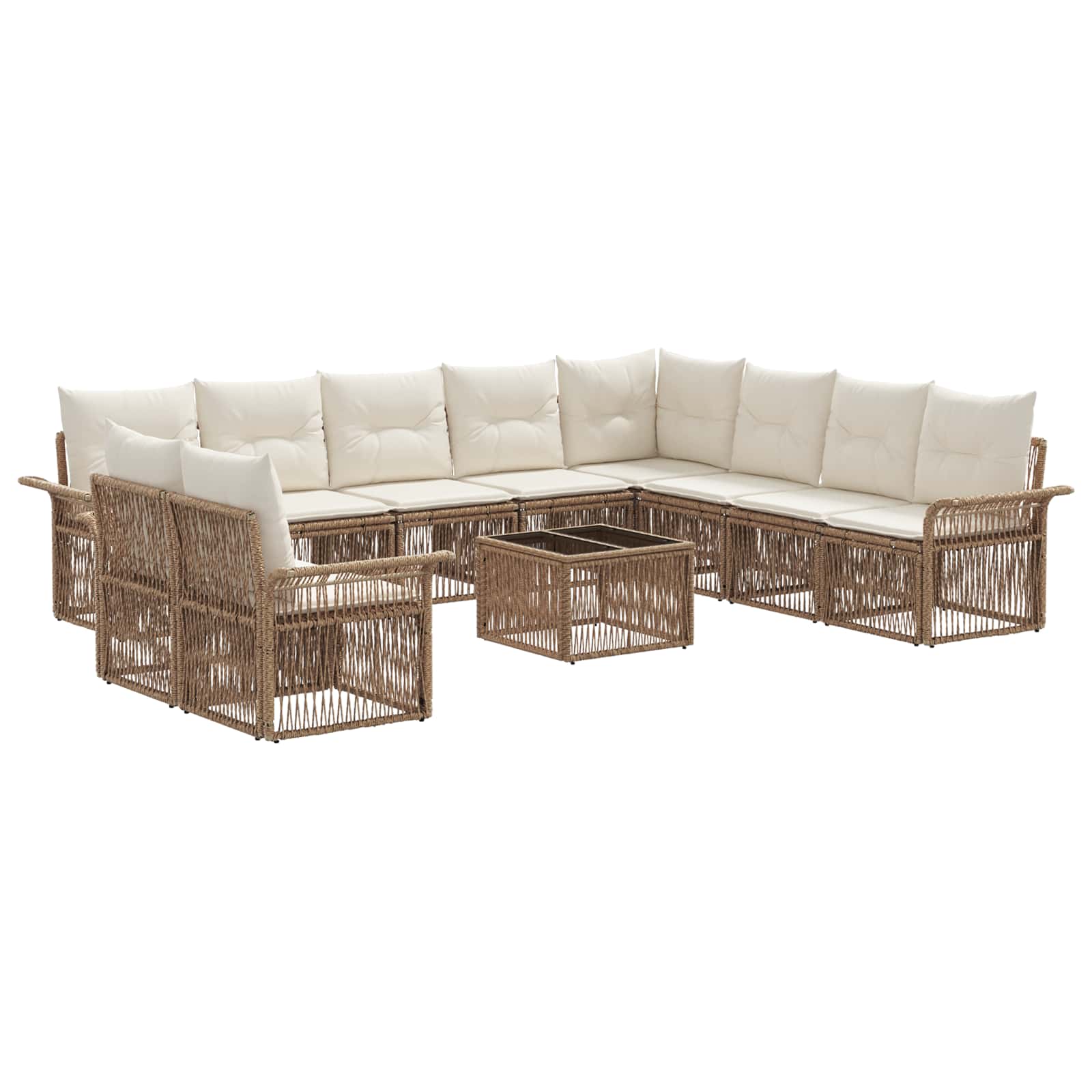 vidaXL Tuinbankenset 11 pcs Zwart poly rattan
