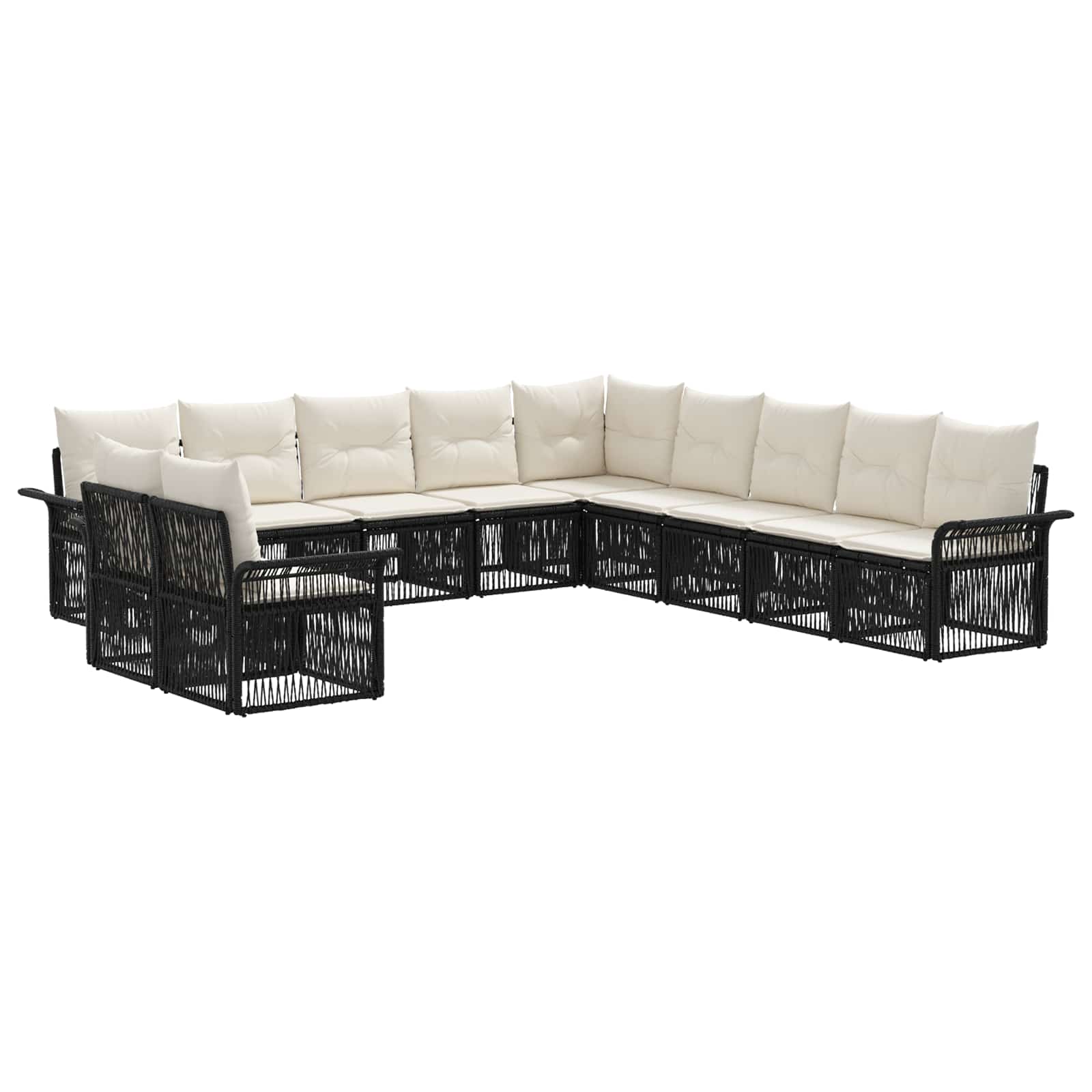 vidaXL Tuinbankenset 12 pcs Zwart poly rattan