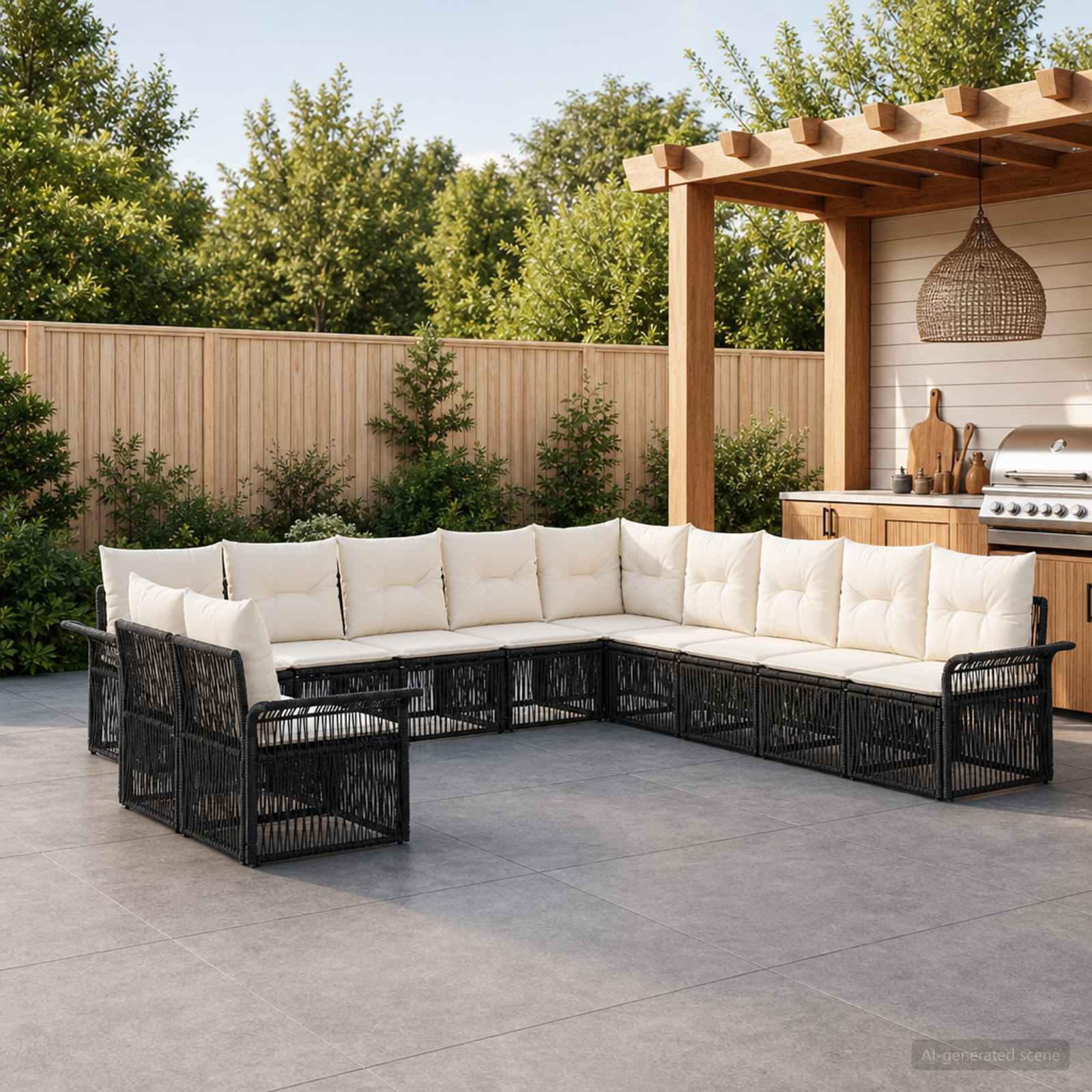 vidaXL Tuinbankenset 12 pcs Zwart poly rattan