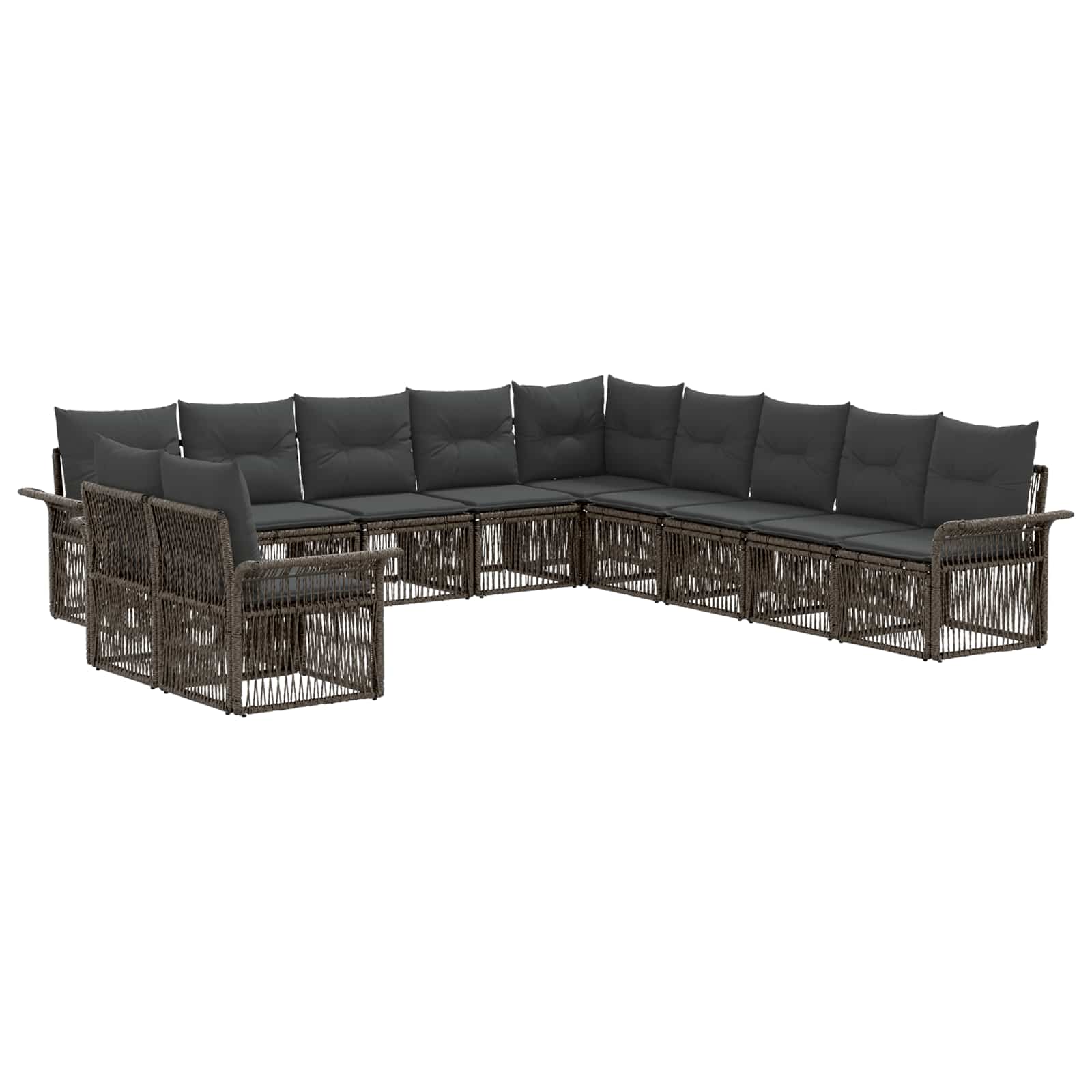 vidaXL Tuinbankenset 12 pcs Zwart poly rattan