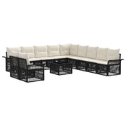 vidaXL Tuinbankenset 12 pcs Zwart poly rattan
