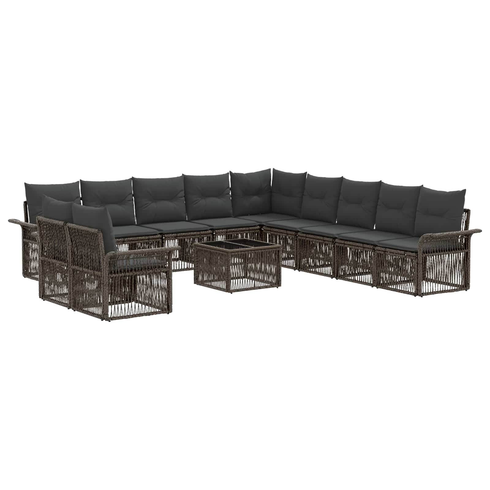 vidaXL Tuinbankenset 12 pcs Zwart poly rattan