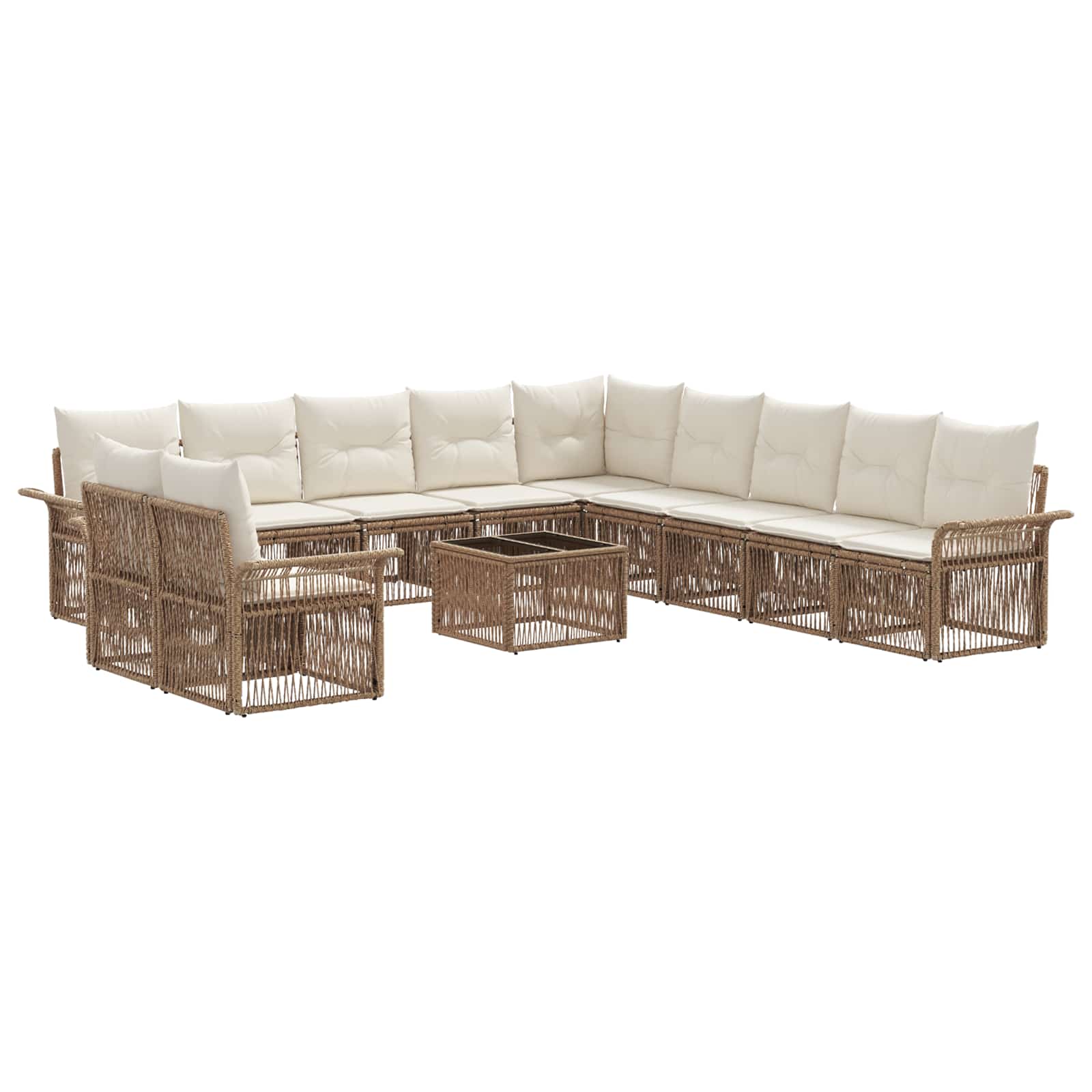 vidaXL Tuinbankenset 12 pcs Zwart poly rattan