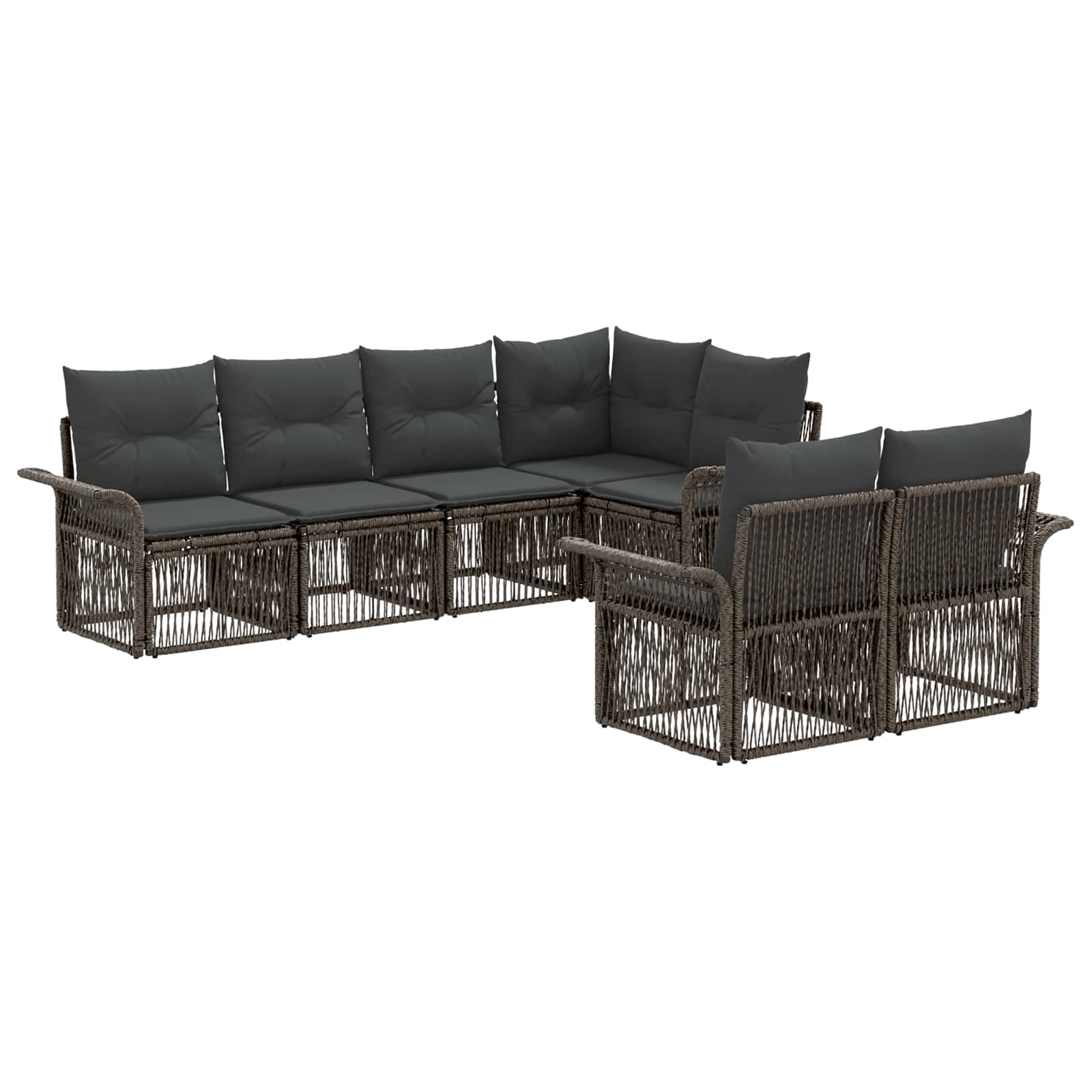 vidaXL Tuinbankenset 7 st 7-Aantal zitplaatsen Zwart poly rattan