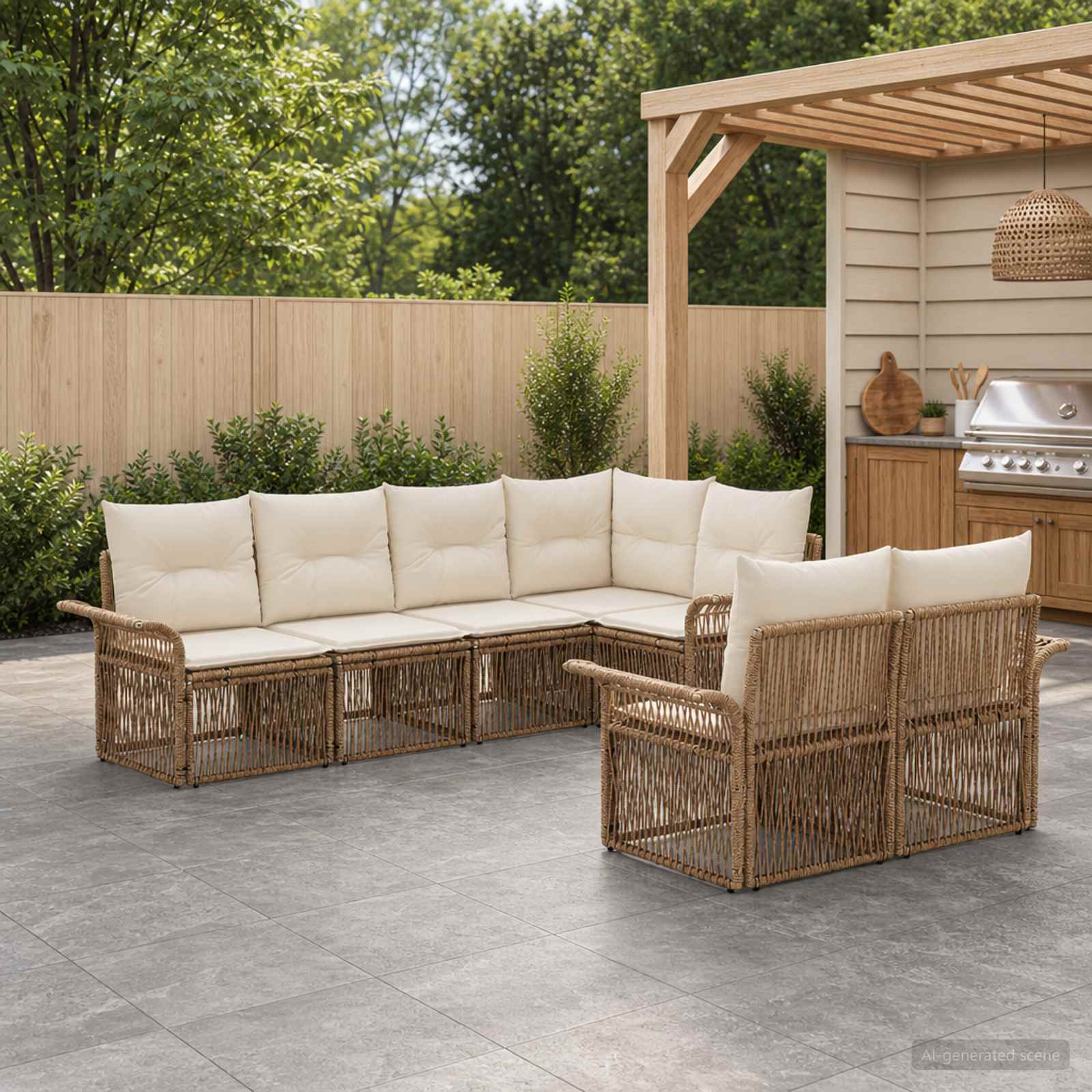 vidaXL Tuinbankenset 7 st 7-Aantal zitplaatsen Zwart poly rattan