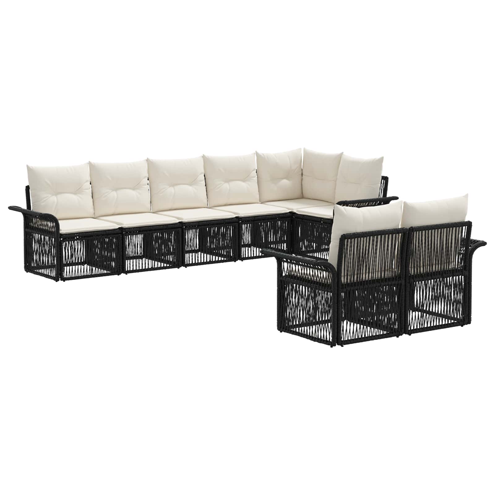 vidaXL Tuinbankenset 9 pcs Zwart poly rattan