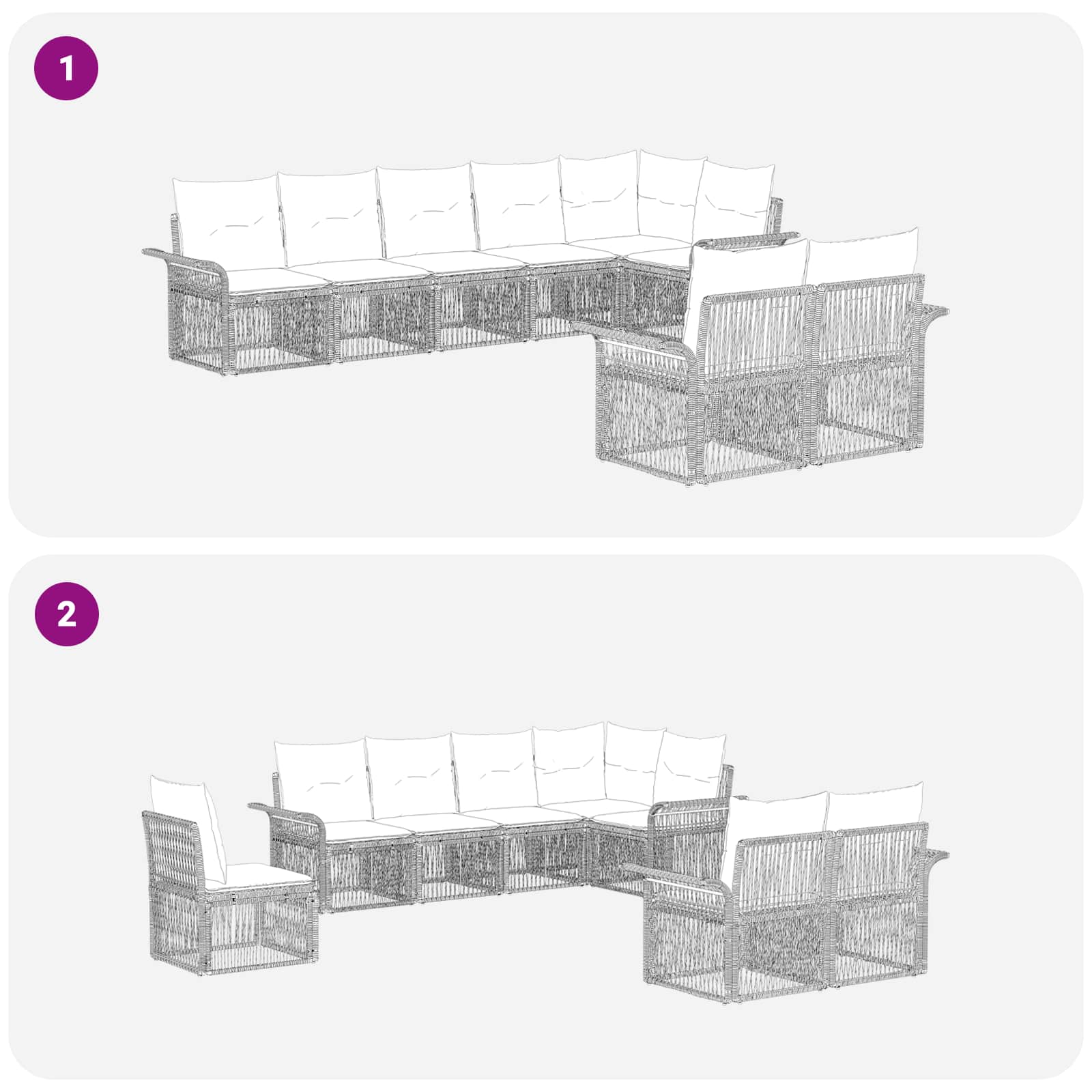 vidaXL Tuinbankenset 9 pcs Zwart poly rattan