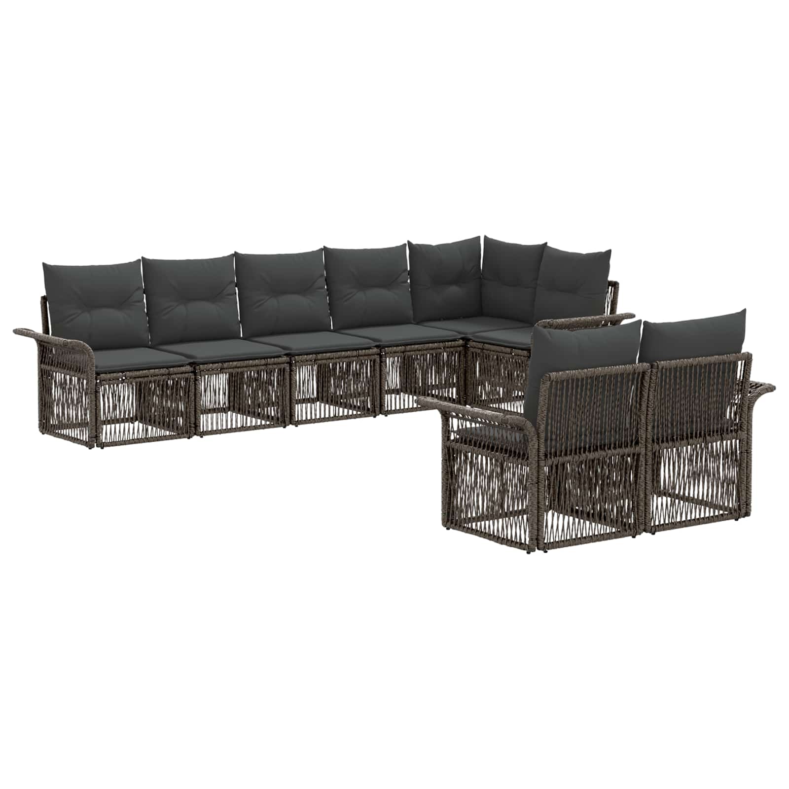 vidaXL Tuinbankenset 9 pcs Zwart poly rattan