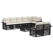 vidaXL Tuinbankenset 9 pcs Zwart poly rattan
