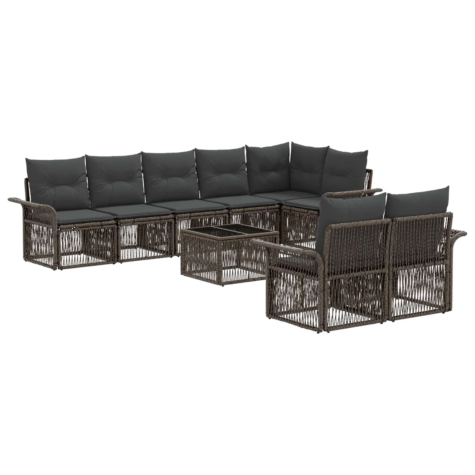 vidaXL Tuinbankenset 9 pcs Zwart poly rattan
