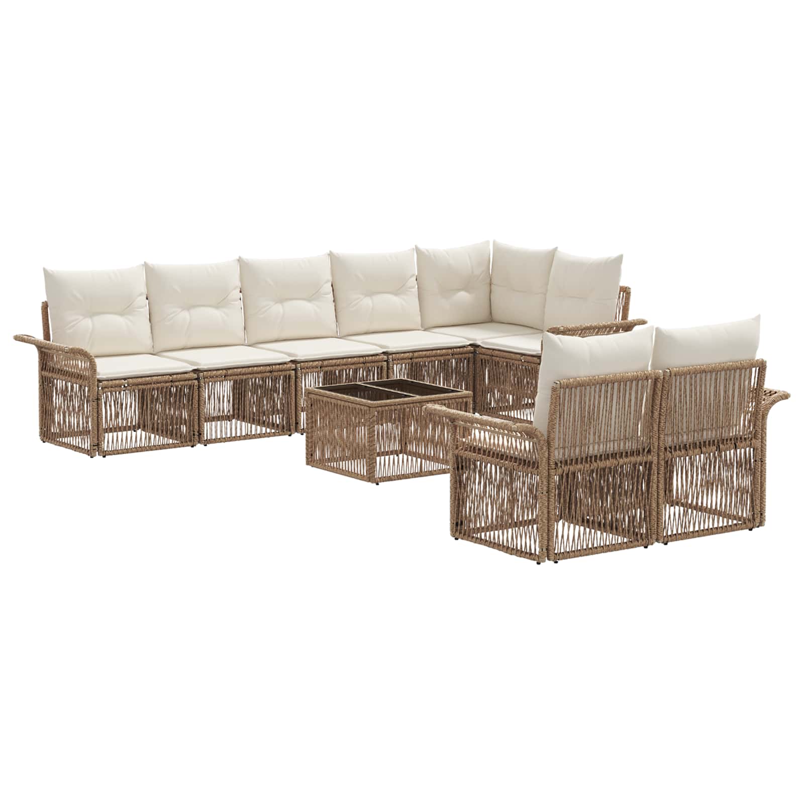 vidaXL Tuinbankenset 9 pcs Zwart poly rattan