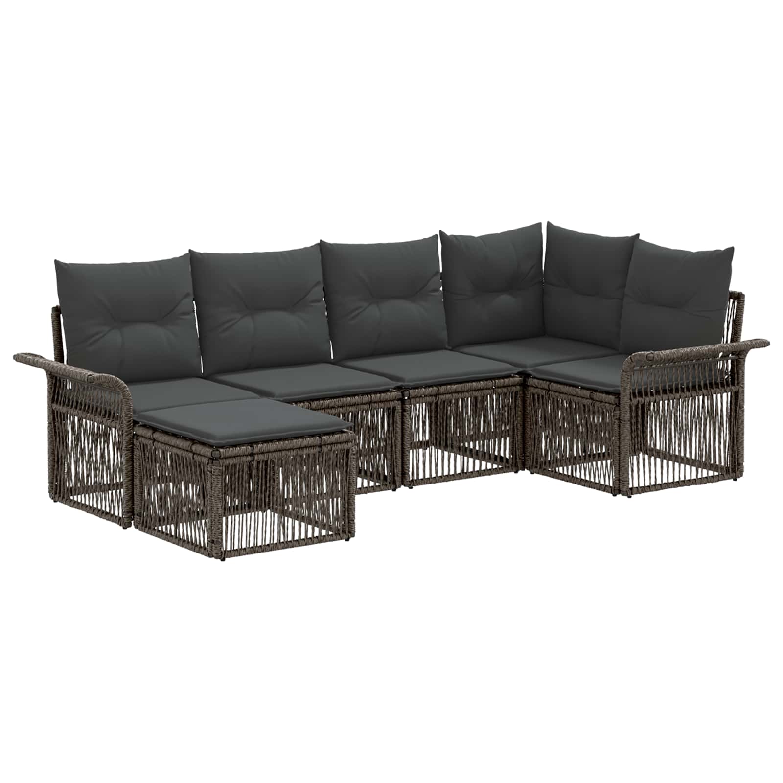 vidaXL Tuinbankenset 7 pcs Zwart poly rattan