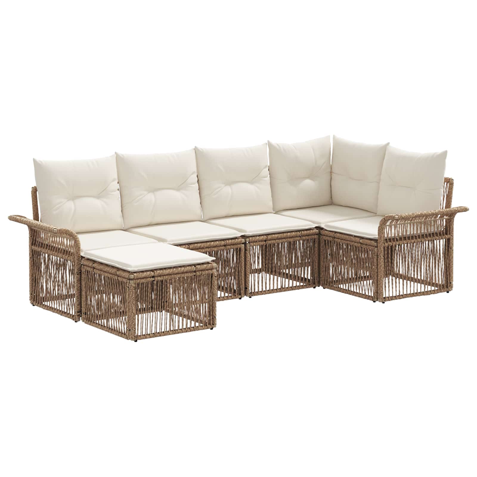 vidaXL Tuinbankenset 7 pcs Zwart poly rattan