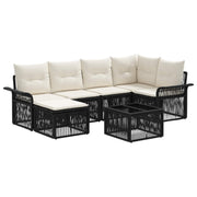 vidaXL Tuinbankenset 7 pcs Zwart poly rattan