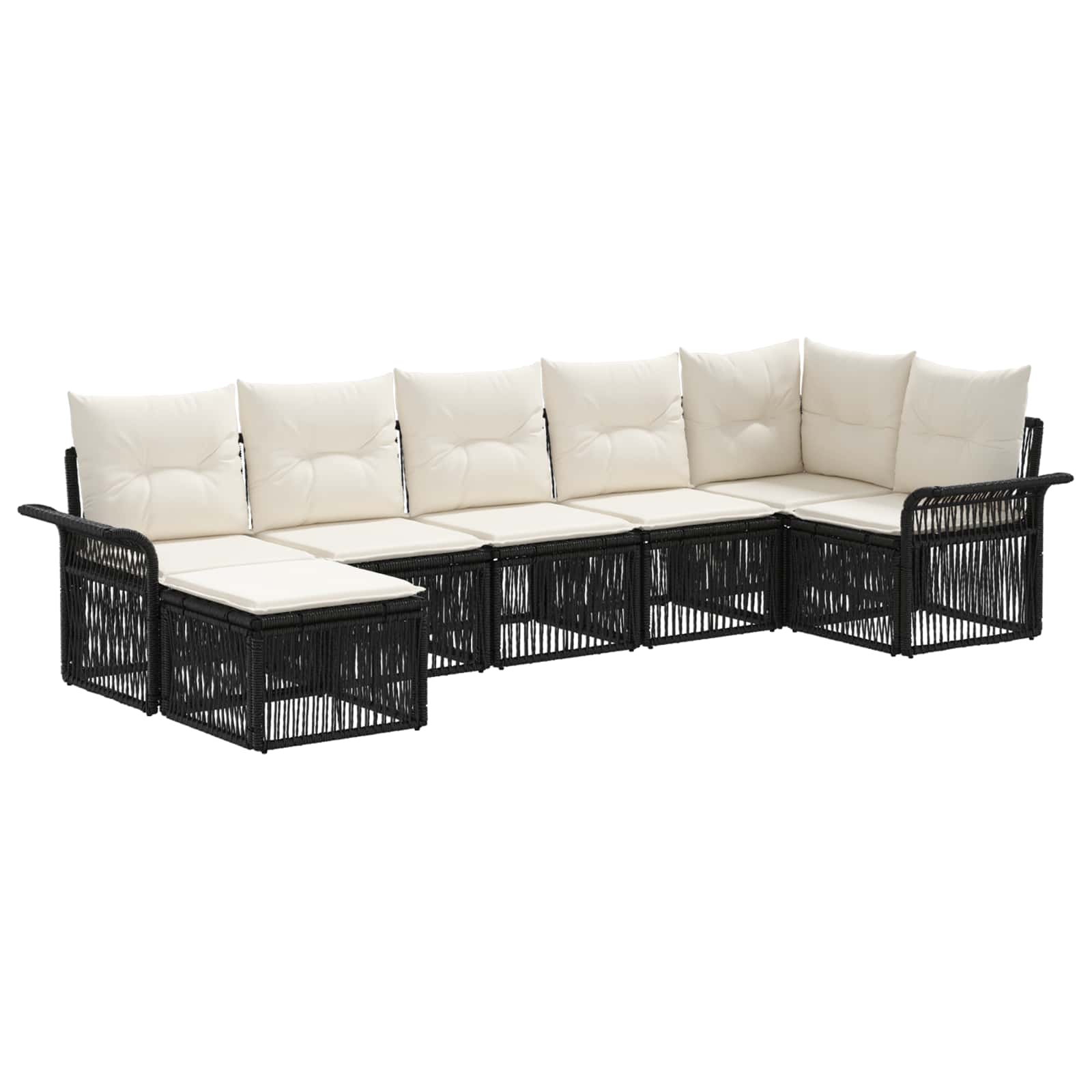vidaXL Tuinbankenset 8 pcs Zwart poly rattan