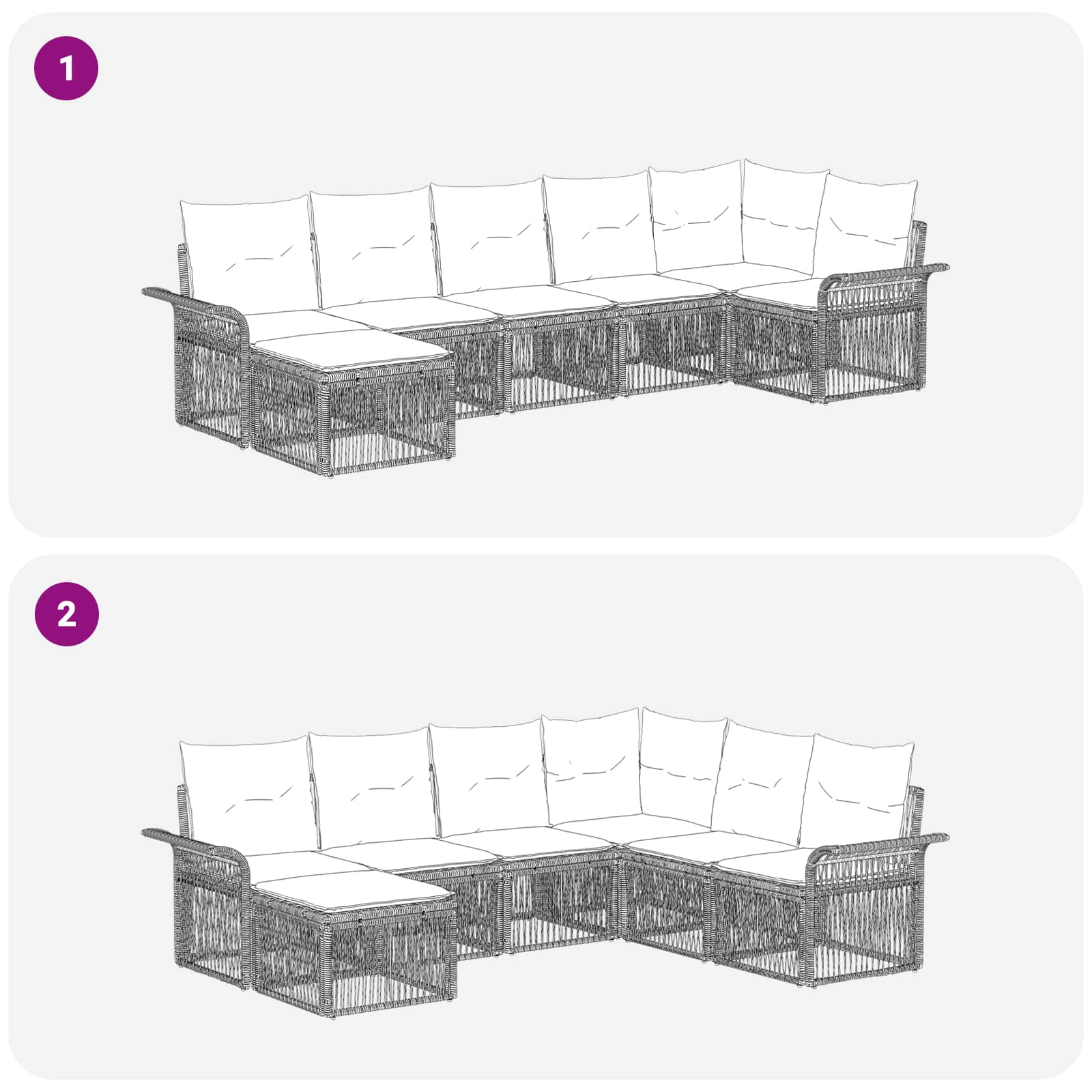 vidaXL Tuinbankenset 8 pcs Zwart poly rattan