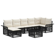 vidaXL Tuinbankenset 8 pcs Zwart poly rattan