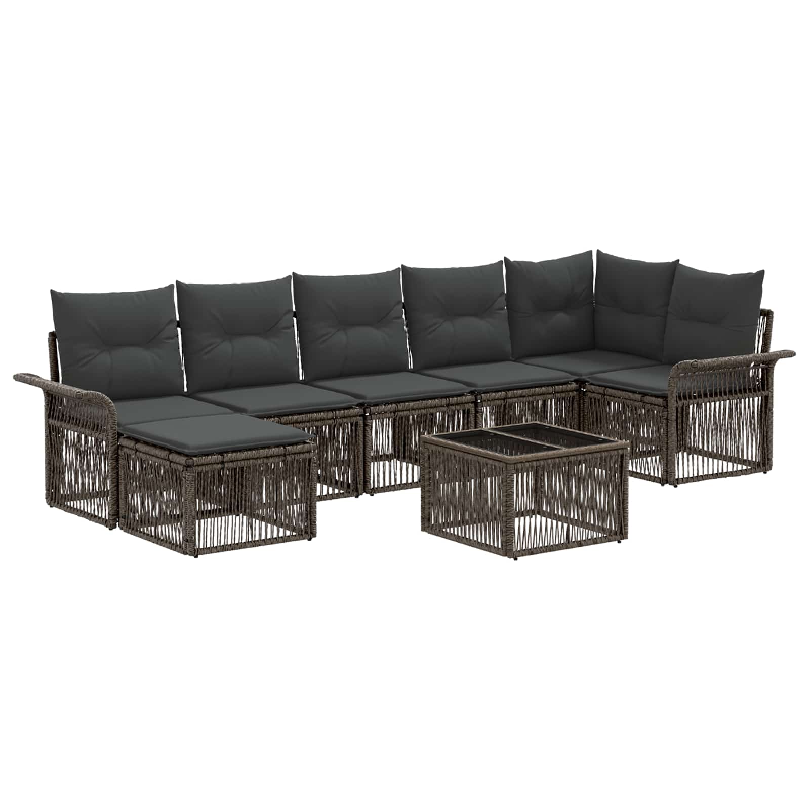 vidaXL Tuinbankenset 8 pcs Zwart poly rattan