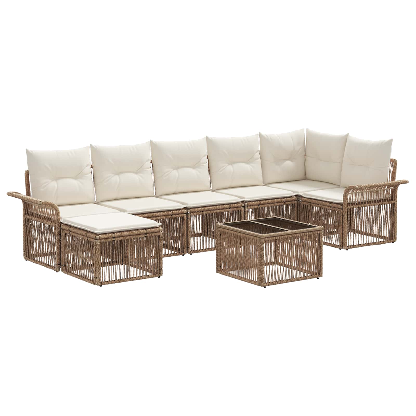 vidaXL Tuinbankenset 8 pcs Zwart poly rattan