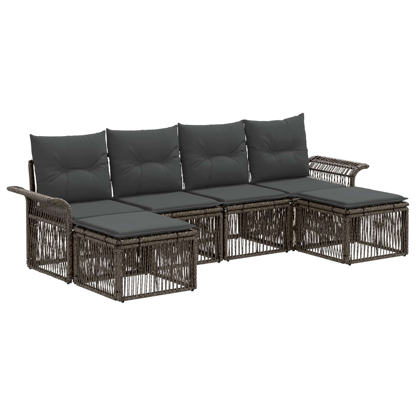 vidaXL Tuinbankenset 7 pcs Zwart poly rattan
