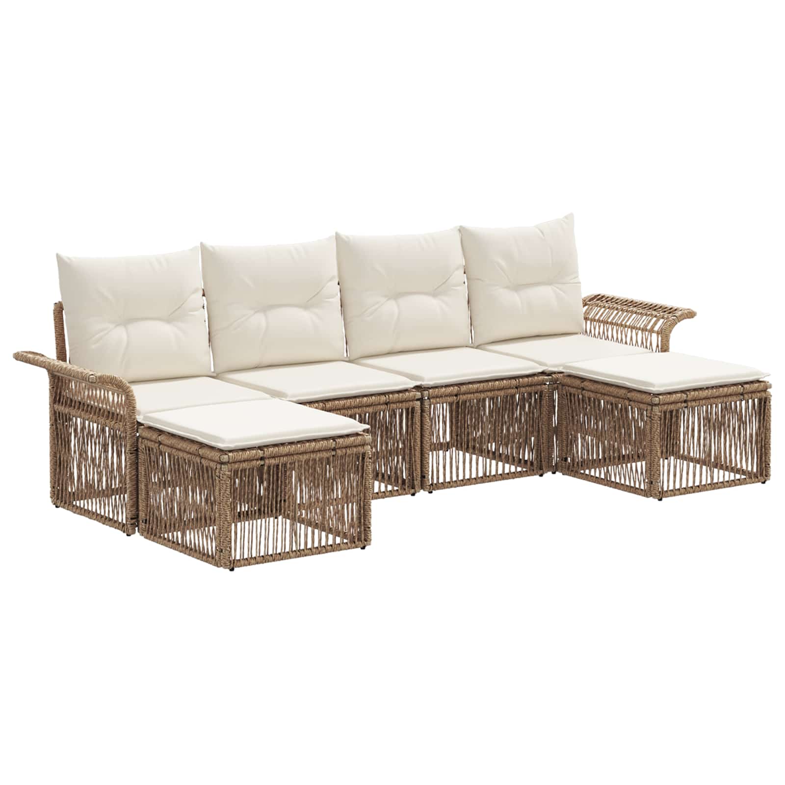 vidaXL Tuinbankenset 7 pcs Zwart poly rattan