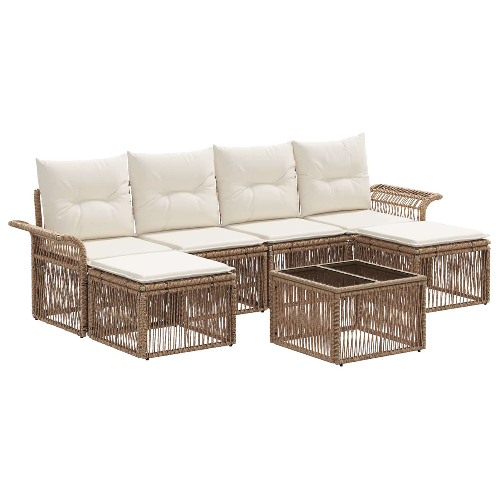 vidaXL Tuinbankenset 7 pcs Zwart poly rattan