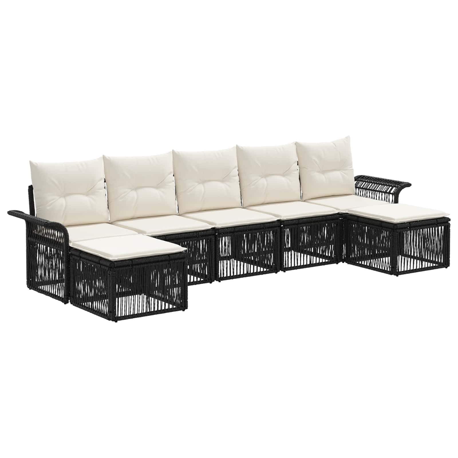 vidaXL Tuinbankenset 8 pcs Zwart poly rattan